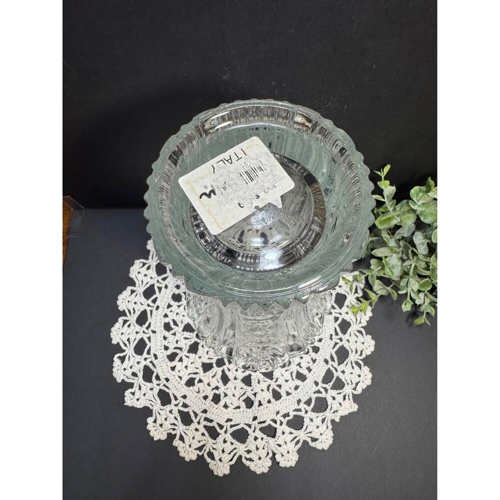 Clear Crystal Vase from Italy - Scalloped Ribbed Design - Picture 3 of 4